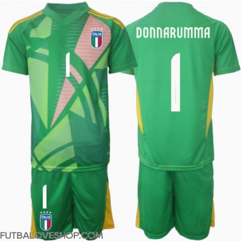 Dres Taliansko Gianluigi Donnarumma #1 Brankarsky Preč pre deti ME 2024 Krátky Rukáv (+ trenírky)